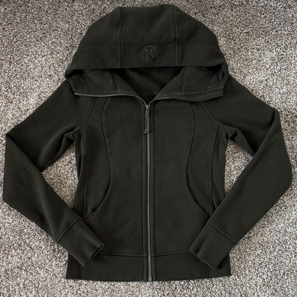 Lululemon Women’s Scuba Hoodie Light Cotton Fleece Dark Olive Size 4